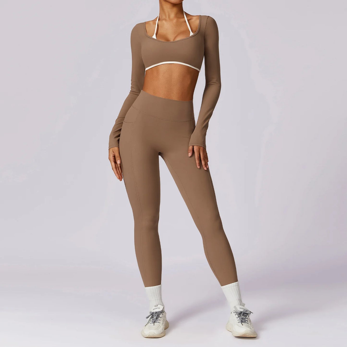 Halter Neck Style and V back Leggings Set