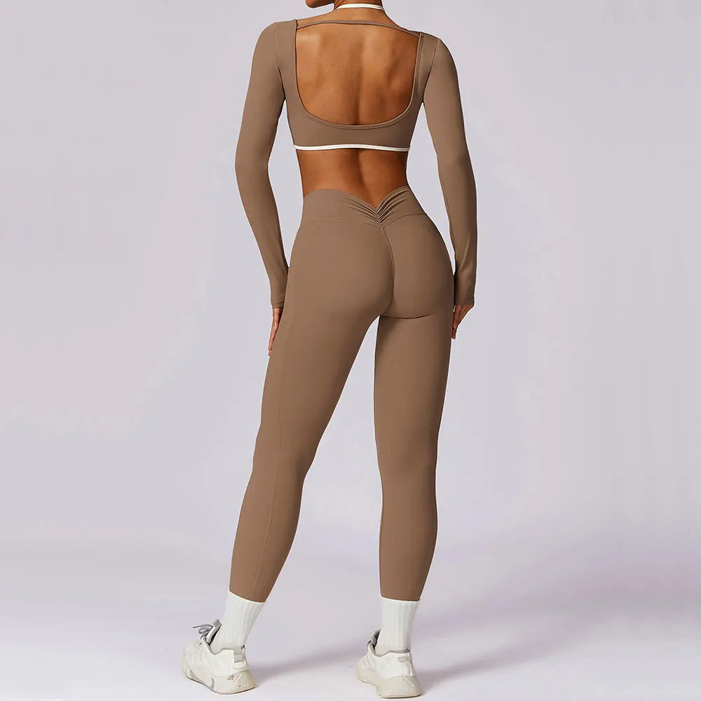 Halter Neck Style and V back Leggings Set